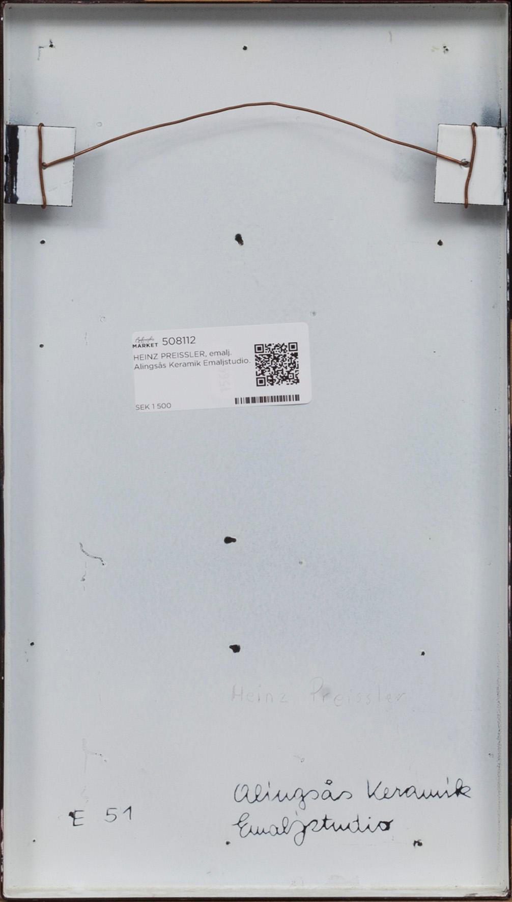 HEINZ PREISSLER, emalj. Alingsås Keramik Emaljstudio.