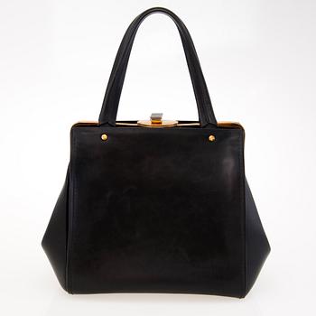 Lanvin Black Leather Vertical Doctor Bag.