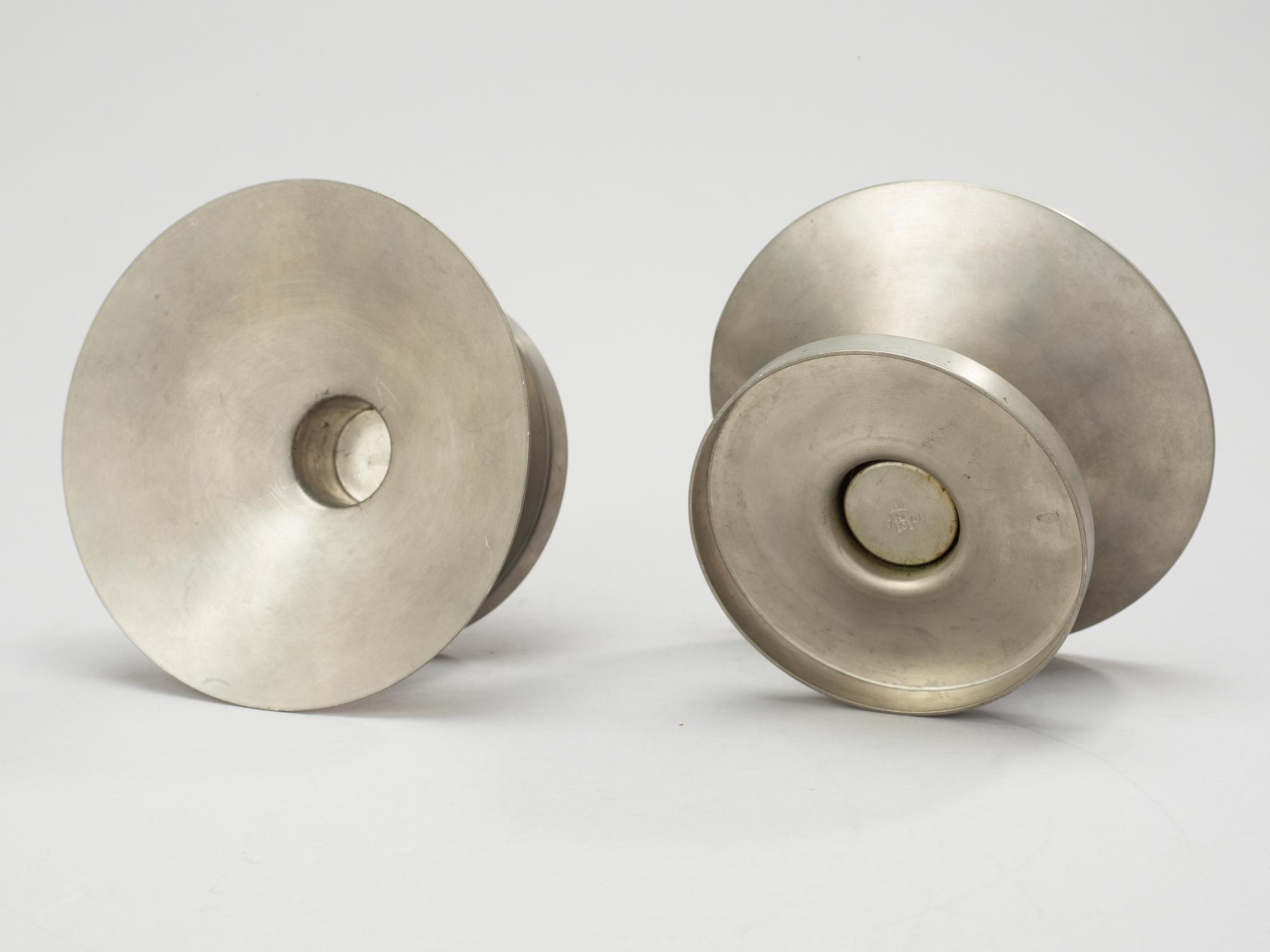 A pair of Sylvia Stave pewter candlesticks by CG Hallberg 1933.