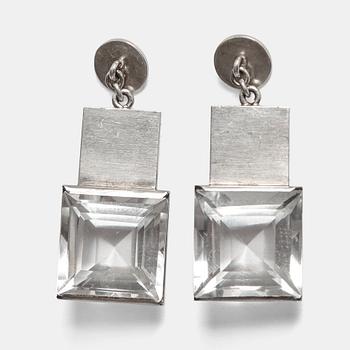 Wiwen Nilsson, A pair of Wiwen Nilsson sterling and rock crystal earrings, Lund Sweden probably 1940's.