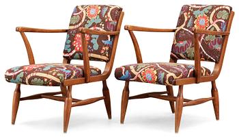 488. A pair of Josef Frank mahogany armchairs, Svenskt Tenn, model 638.
