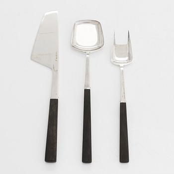 Mauno Honkanen, serving cutlery 3 pcs, silver, Tillander, Helsinki 1957. In original fitted box.