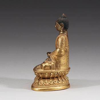 AMITABHA BUDDHA, delvis förgylld brons. Sinotibetansk, 1700-tal.