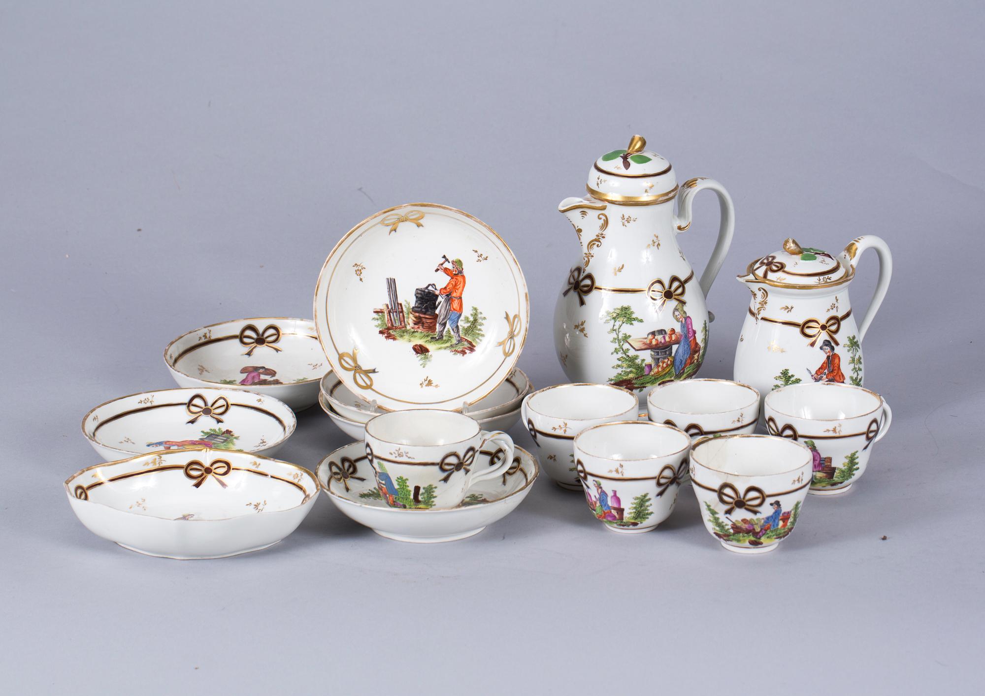 SERVISDELAR, ca 7 delar, porslin, Wien, 1800-tal.