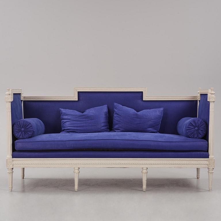 A Gustavian sofa, late 18th century.