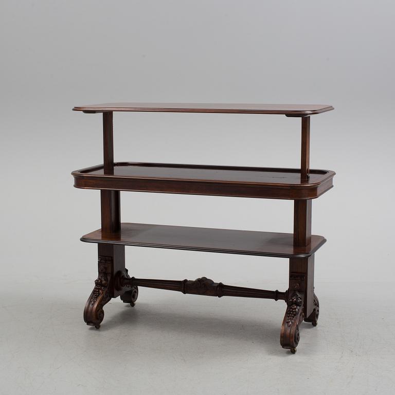 A 19th century large mahogany dumb waiter / shelf.