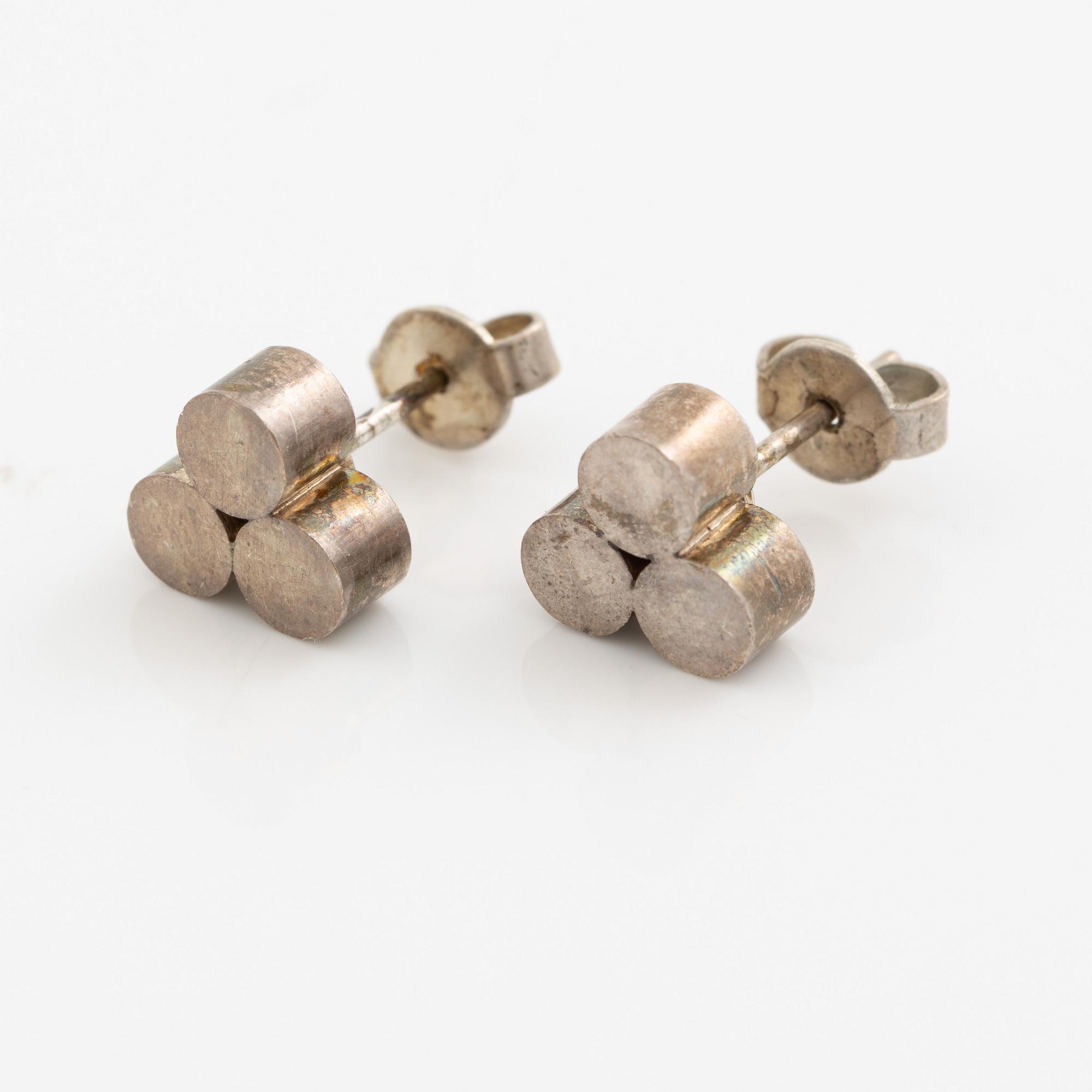 Cecilia Johansson, a bracelet, a ring, and a pair of earrings, silver, Gothenburg 1964 and 1965.