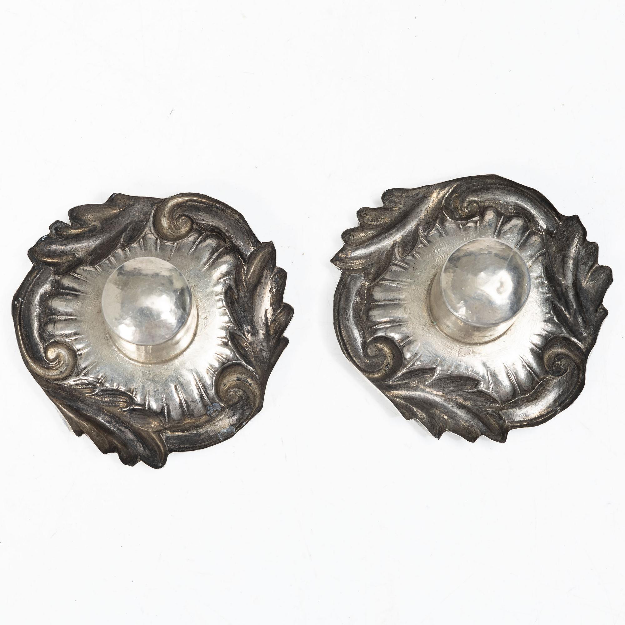 Otto Lindeberg, candle sconces, a pair, silver, Stockholm 1866.