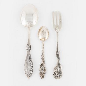 Bestickservis, 38 delar, silver, "Svenska floran", övervägande GEWE, Malmö, bl.a. 1981.