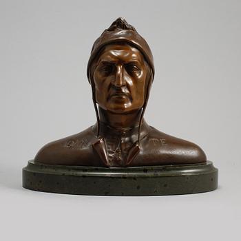SKULPTUR, patinerad brons och sten, 1900-tal.