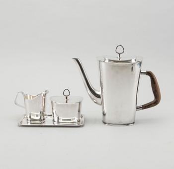 KAFFE- /TESERVIS, 4 delar, silver, GAB, 1960-tal. Total vikt ca 1200 gram.