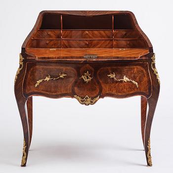 A rosewood, walnut, and gilt brass-mounted rococo secretaire by J. H. Reimers (master in Stockholm 1754-73).