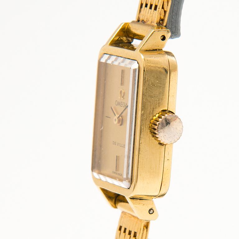 OMEGA de Ville, armbandsur, manual winding, 18K guld, 16 x 23 mm.