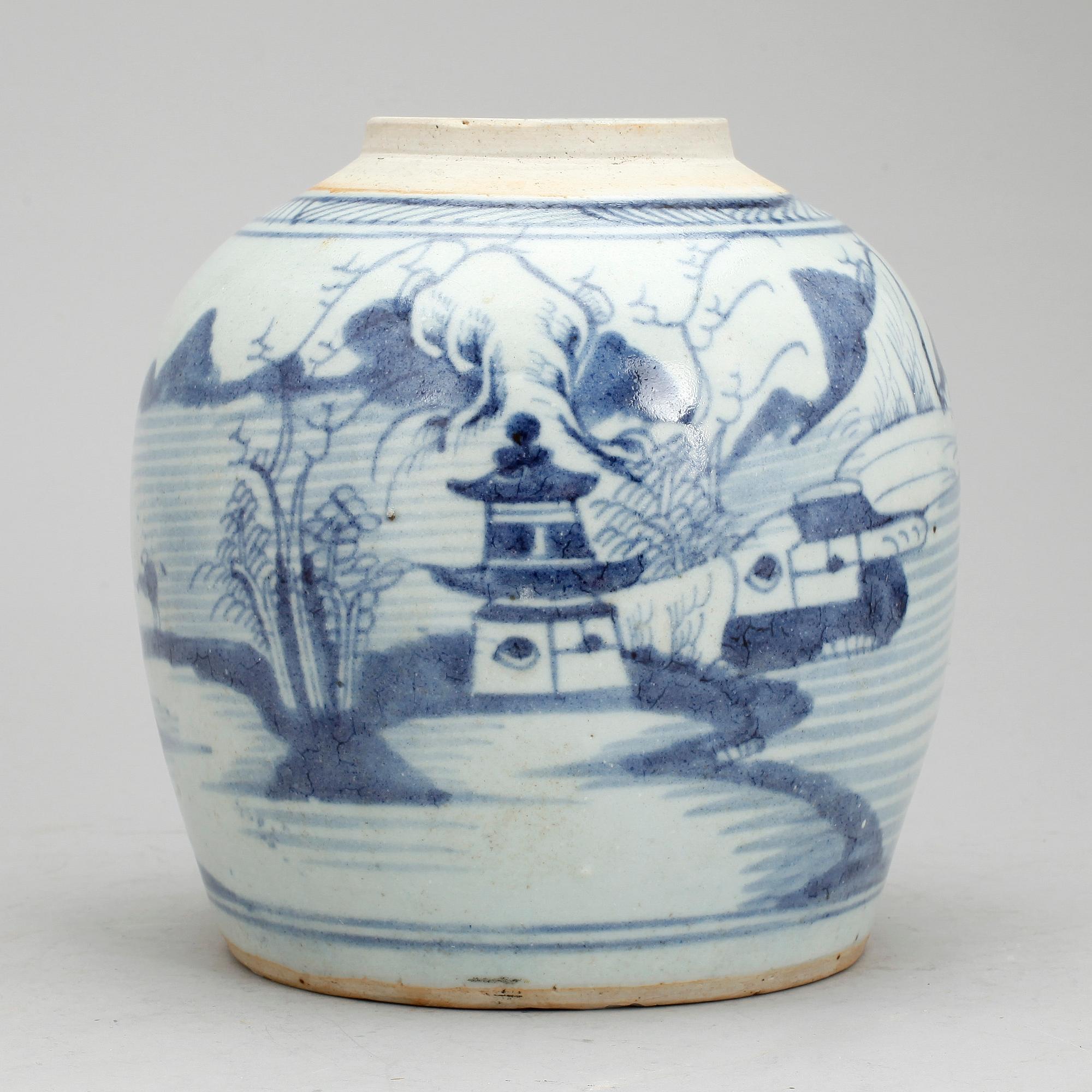 TALLRIKAR, 5 st, samt BOJAN, porslin, Qing, Kina 1700- resp 1800-tal.