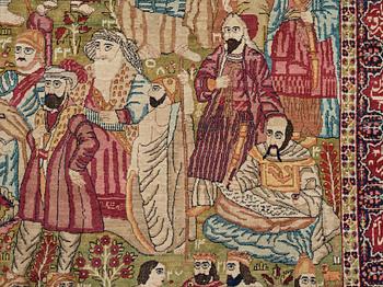 MATTO, an antique Kerman Laver figural, "the Rulers of the World", ca 236,5 x 140,5-143,5 cm.