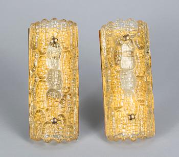 VÄGGLAMPOR, ett par, Carl Fagerlund, Orrefors, 1900-talets andra hälft.