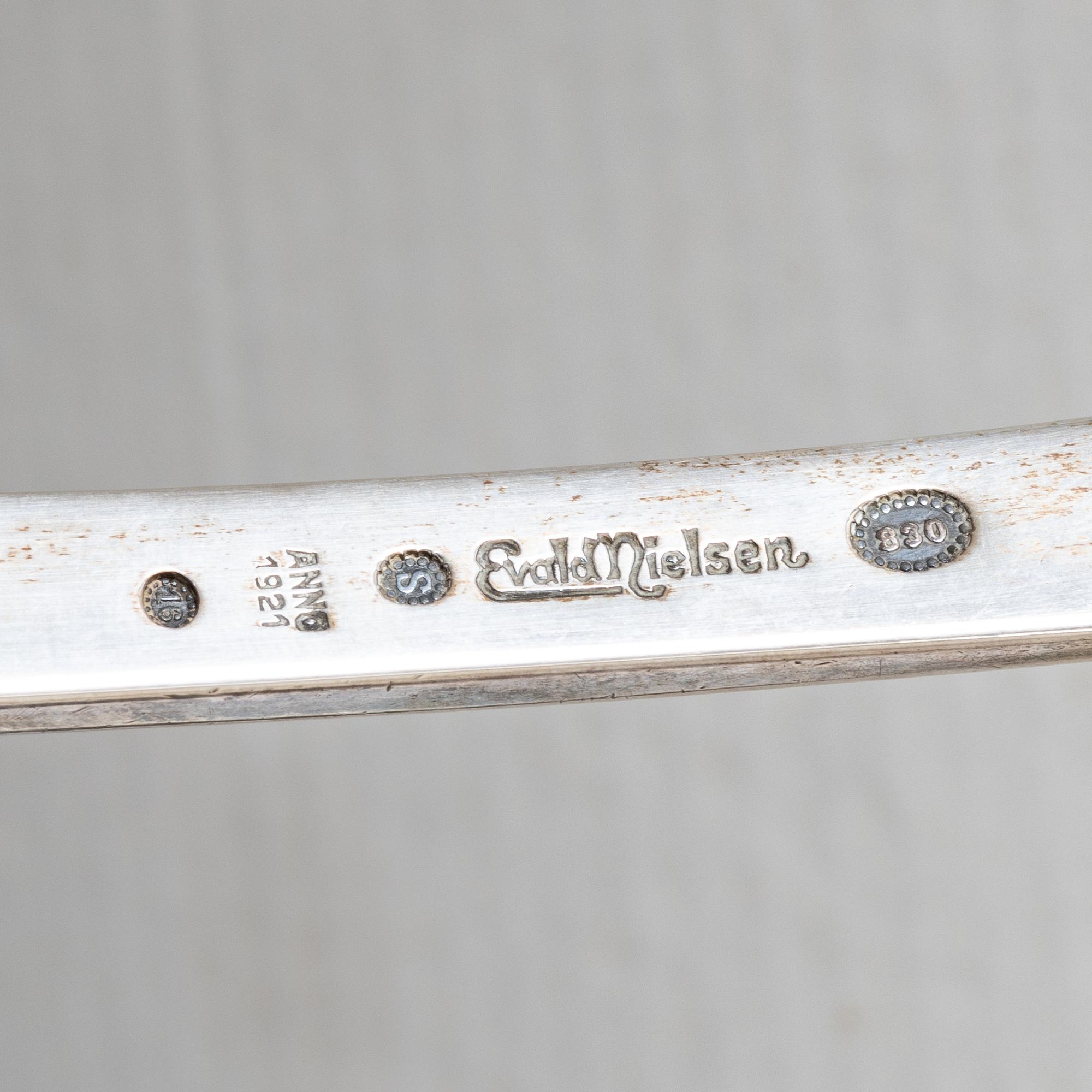 Evald Nielsen, an art nouveau silver soup ladle, Copenhagen, Denmark 1921.