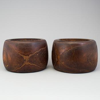 A pair of Japanese wooden flower pots, early 20th Century.