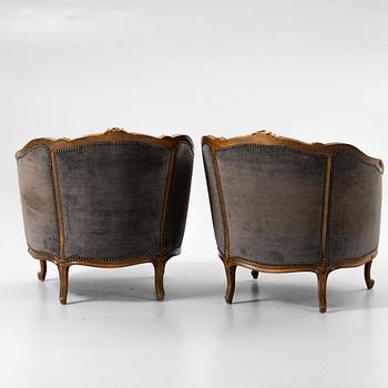 Armchairs, a pair, Rococo style, 20th century.