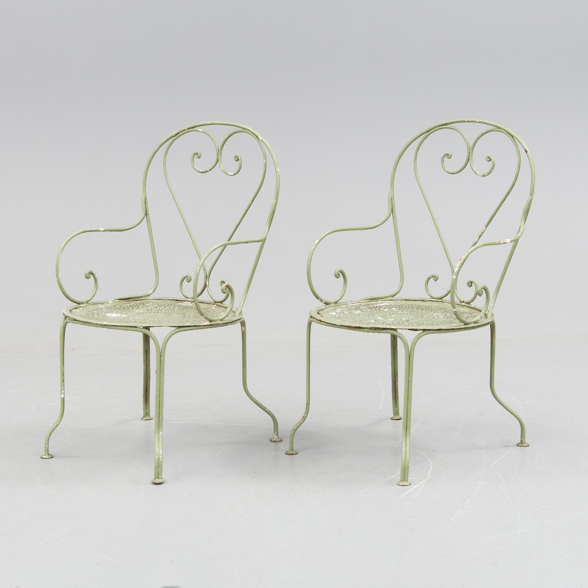 TRÄDGÅRDSMÖBLER, 5 delar, metall, 1900-tal.