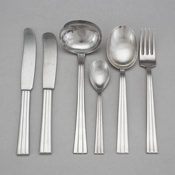 FOLKE ARSTRÖM, bestick, 75 delar, karott samt uppläggningsfat,  rostfritt stål, "Thebe", Gense, 1900-talets mitt.