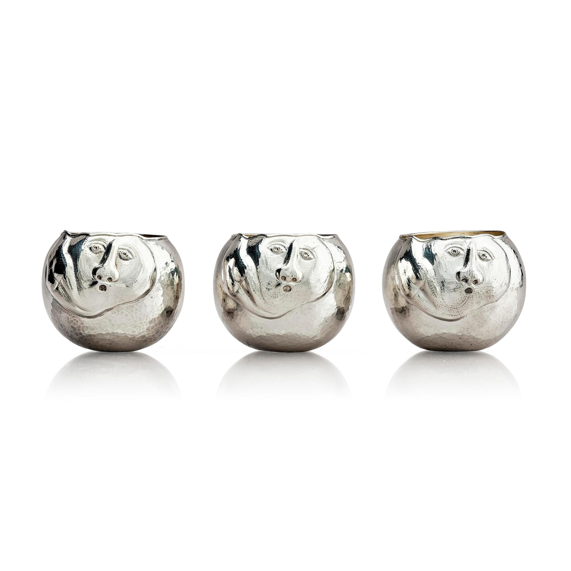 Olle Ohlsson, tumlare, 3 st, sterling silver, Stockholm 1979.