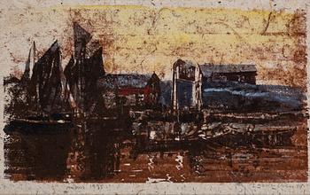 LARS LERIN, akvarellerat träsnitt, provtryck, signerad och daterad -94.