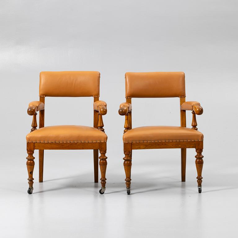 Armchairs, a pair, probably England, early 20th century.