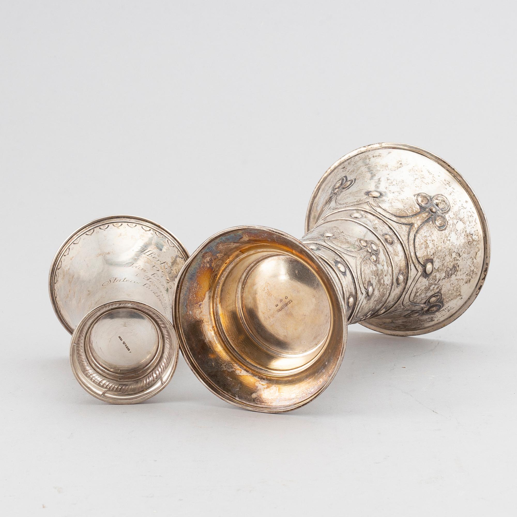 Two silver vases, CG Hallberg, Stockholm, 1906-44.