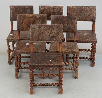 STOLAR, 6 st, barockstil, 1800-tal.