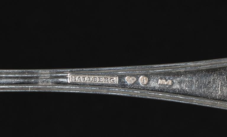 MATSKEDAR, 8 st, silver. O.P.Hallberg, Norrköping 1842.