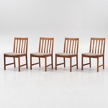 Karl Erik Ekselius, 4 walnut chairs, JO Carlsson Vetlanda, 1960's.