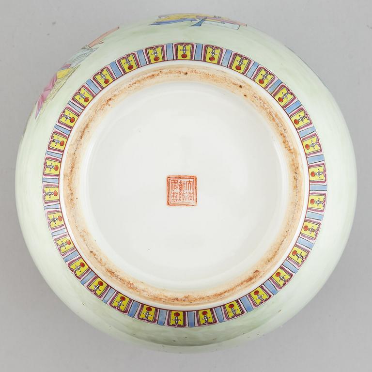 A famille rose jar with cover, China, Republic style, 20th Century.