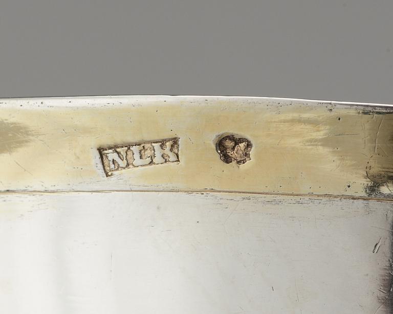 A Swedish 19th century pacel-gilt bowl, makers mark of Nils Lorens Kjellberg, (Kalmar -1805-1830).