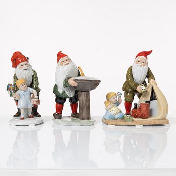 Jenny Nyström, after, gnome figurines, 6 pcs, porcelain, Kalmar Läns Museum.