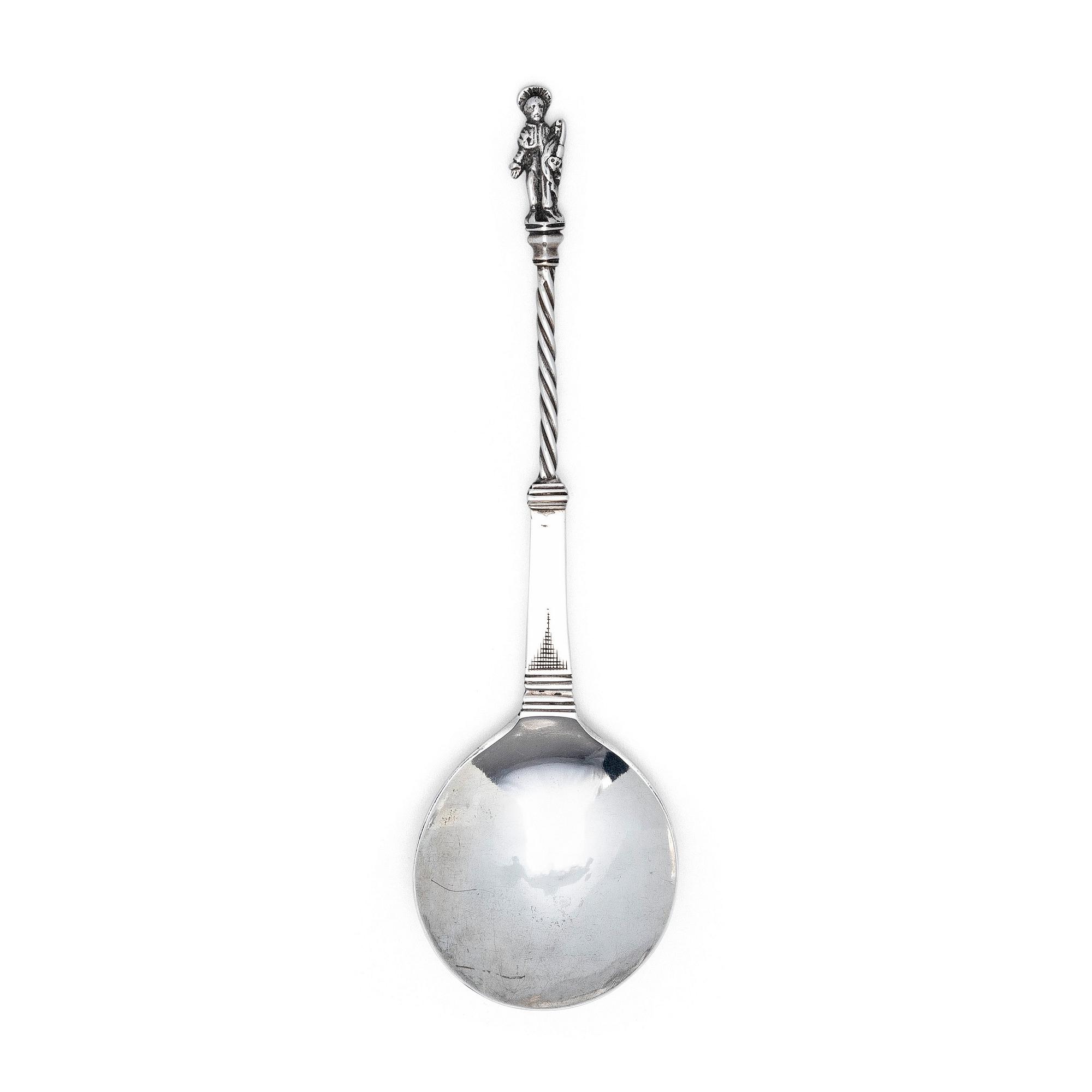 A probably Scandinavian 18th century silver spoon, unidentified makers mark  IK, unclear hallmark. - Bukowskis