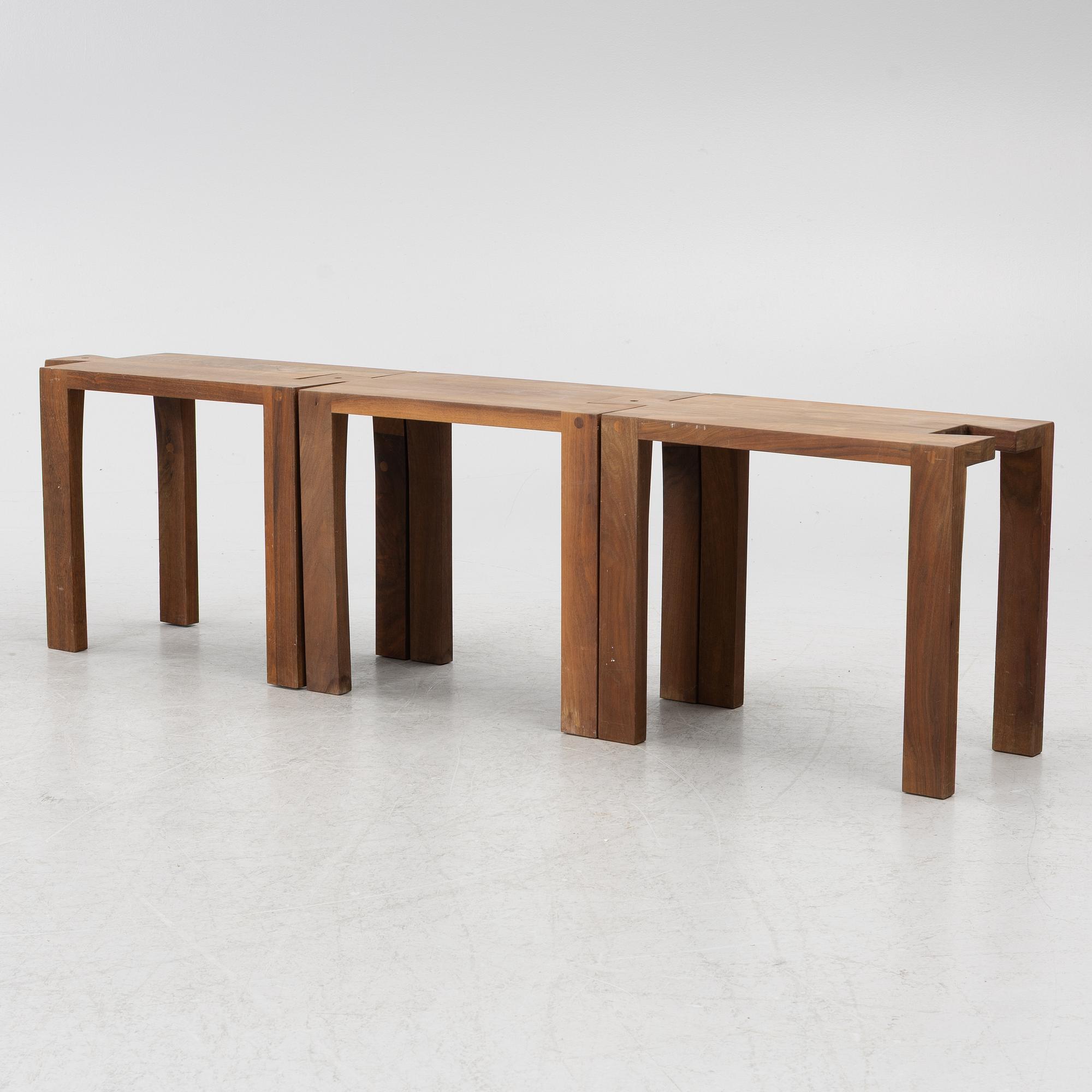 Thomas Sandell, three "Bröllopspallen" stools, Asplund, 21st century.