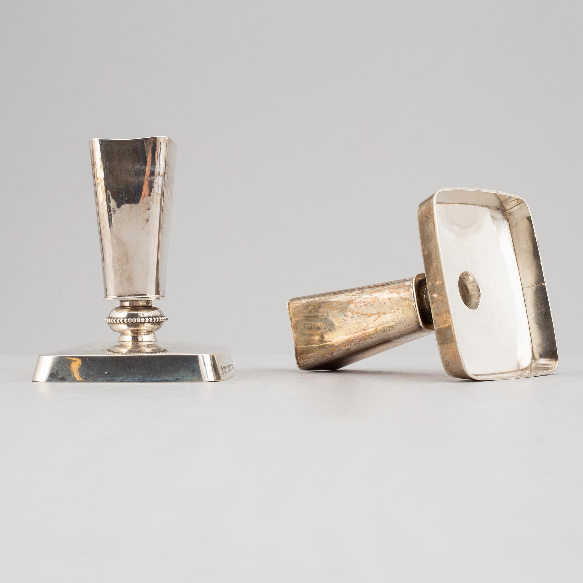 A pair of silver candlesticks, maker's mark Tore Kullander, Borås, 1953.