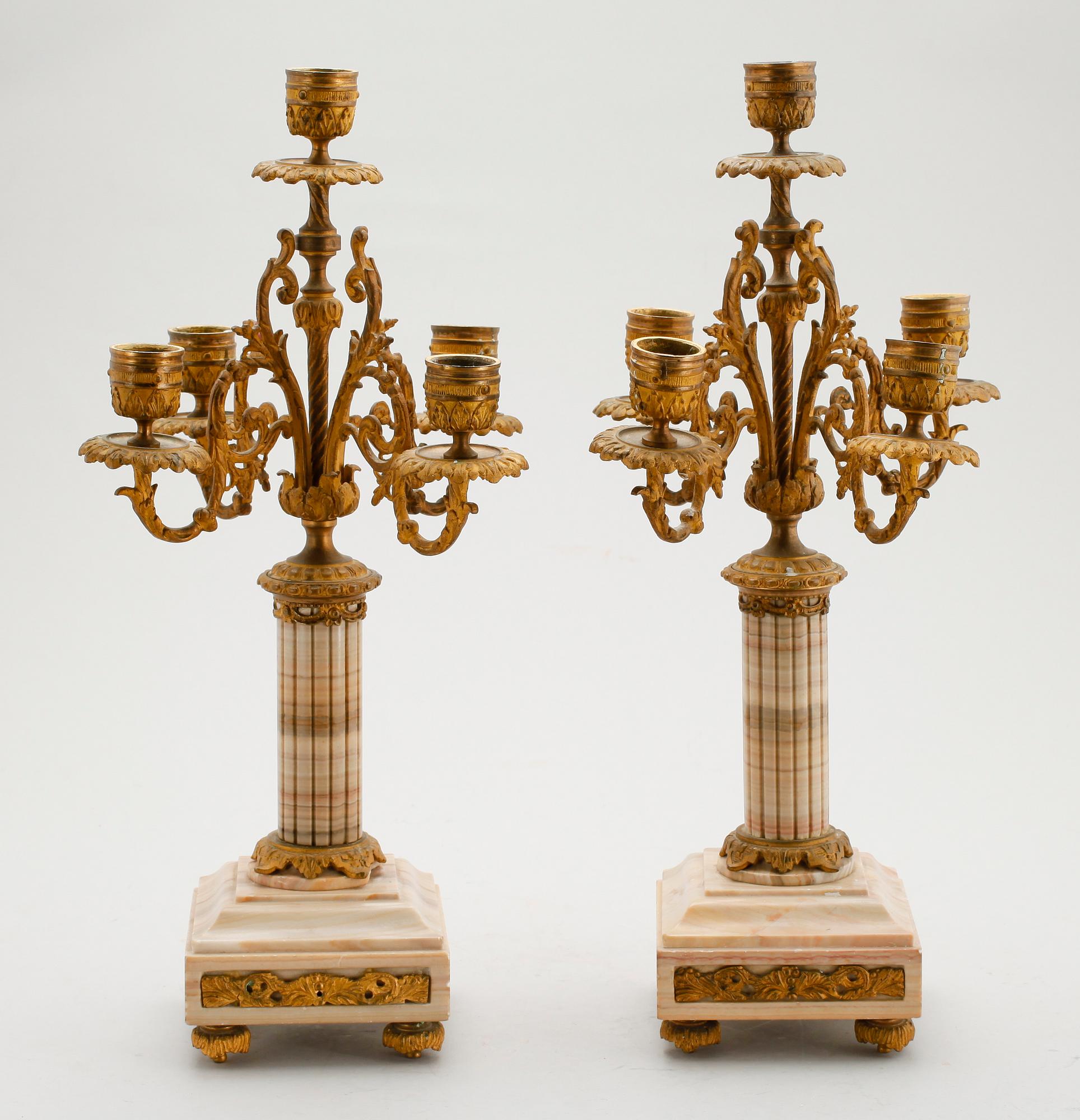 KANDELABRAR, 1 par, Louis XVI-stil, 1800-/1900-tal.