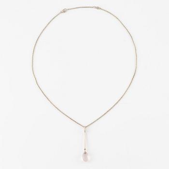 Vivianna Torun Bülow-Hübe, hänge samt örhängen, ett par, silver med rosenkvarts, för Georg Jensen.