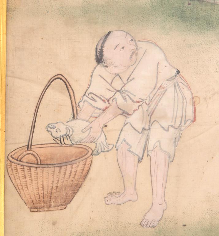 A piece of a Chinese wall paper, 18/19th Century.