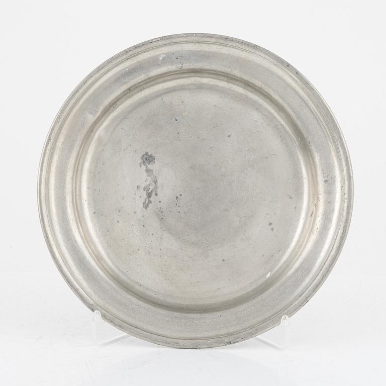 A group of eight Swedish pewter dishes, 18th-20th Century, including Mathias Norling, Jönköping, 1863.