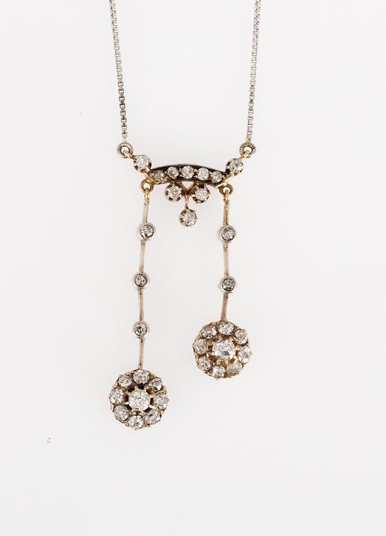 PENDANT, old cut diamonds, tot. app. 1.50 cts. Ca 1900.