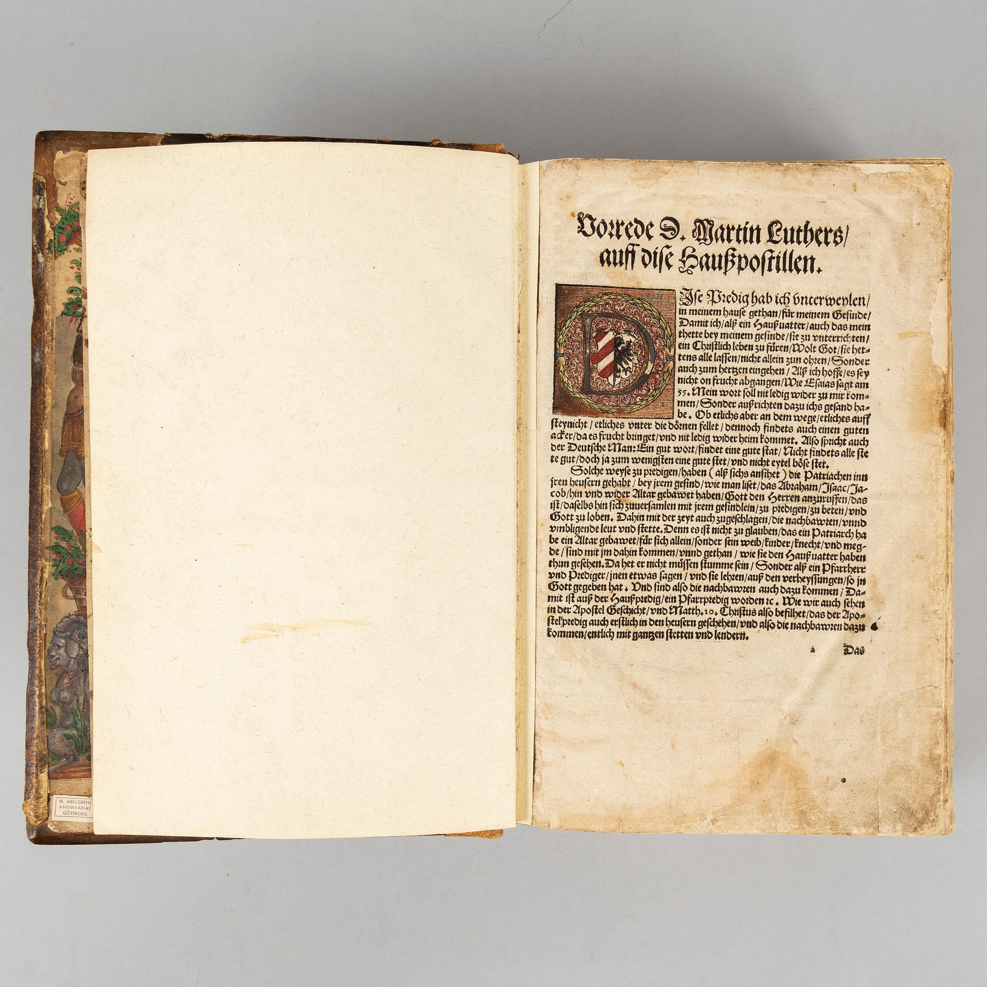 Martin Luther’s Haußpostil, 1553, with numerous coloured woodcuts.