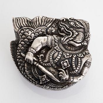 A Cambodian betel silver box depicting Macchanu.