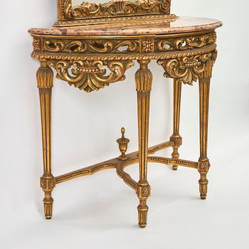 Mirror with console table, first half of the 20th century.