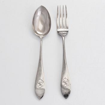A pair of Polish silver serving cutlery, Warsaw, 1931-63.