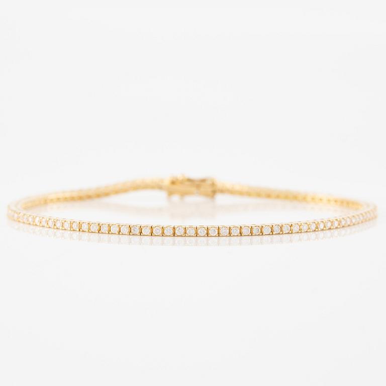 Tennis bracelet, 18K gold with brilliant-cut diamonds.