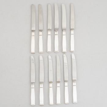 Jacob Ängman, twelve silver table knives, model 'Rosenholm', GAB, Eskilstuna and Stockholm, some 1987.