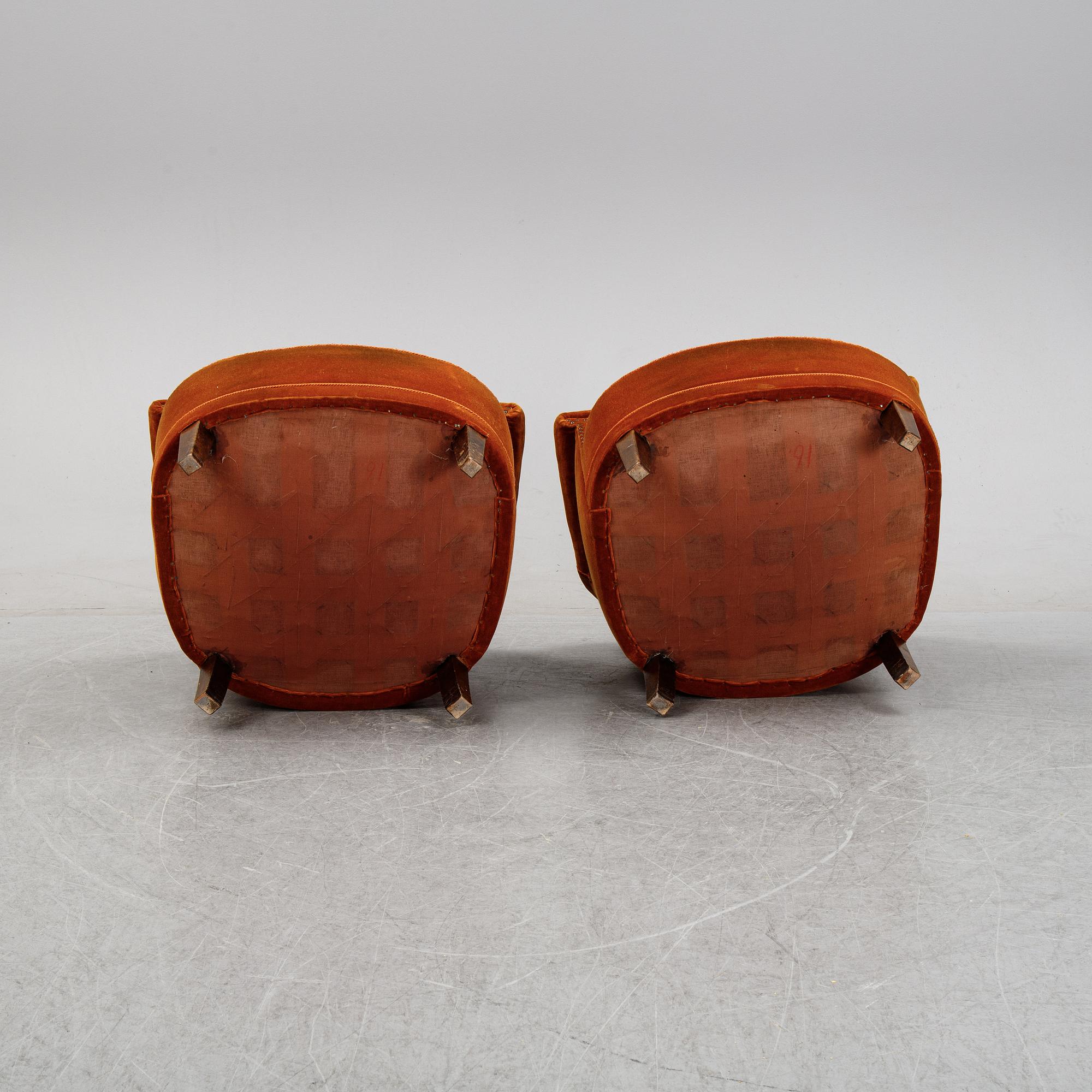 Otto Schulz, tillskrivna ,fåtöljer
ett par, 1940-tal.